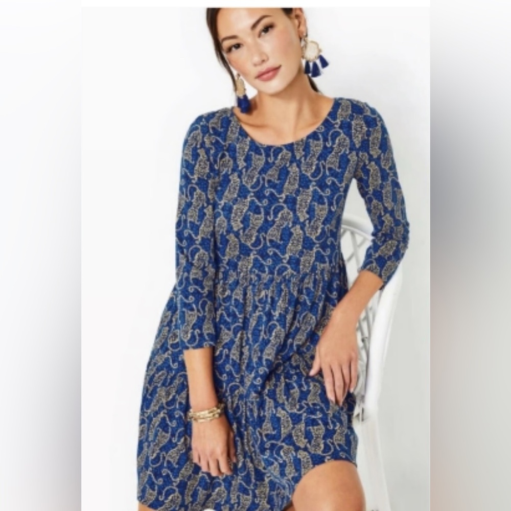 Excellent Cond Lilly Pulitzer Geanna Swing Dress Low Tide Navy Easy to Spot Sm
